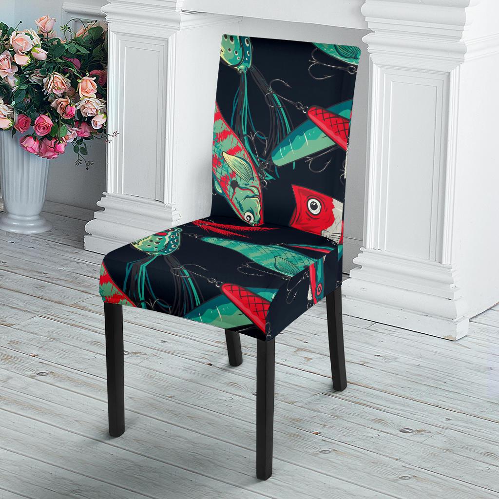 Fishing Bait Pattern Dining Chair Slipcover-JORJUNE.COM