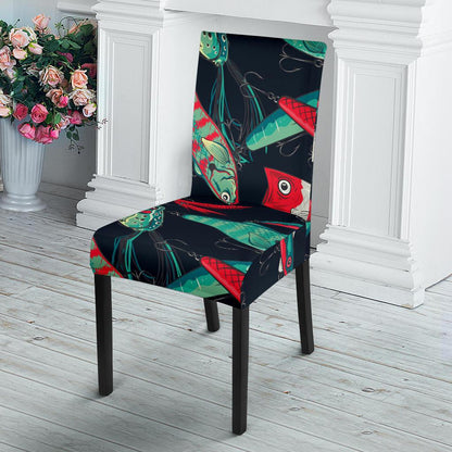 Fishing Bait Pattern Dining Chair Slipcover-JORJUNE.COM