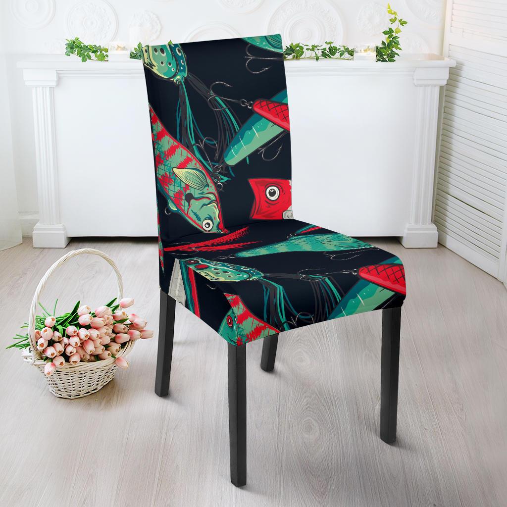 Fishing Bait Pattern Dining Chair Slipcover-JORJUNE.COM