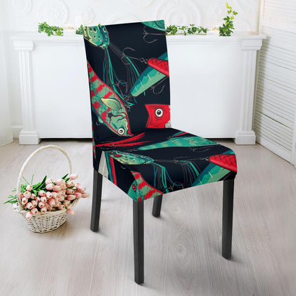 Fishing Bait Pattern Dining Chair Slipcover-JORJUNE.COM