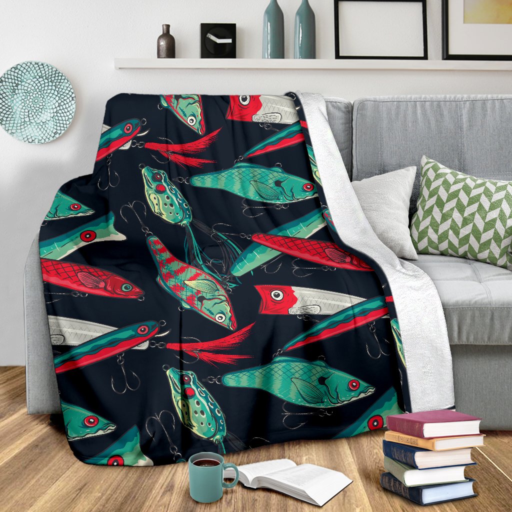 Fishing Bait Pattern Fleece Blanket
