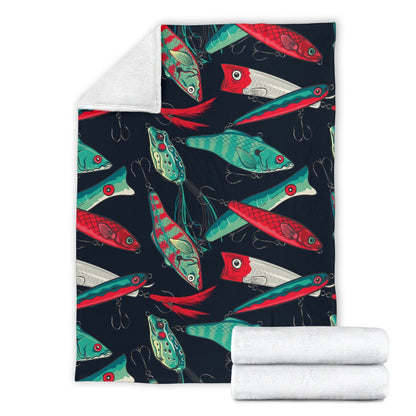 Fishing Bait Pattern Fleece Blanket