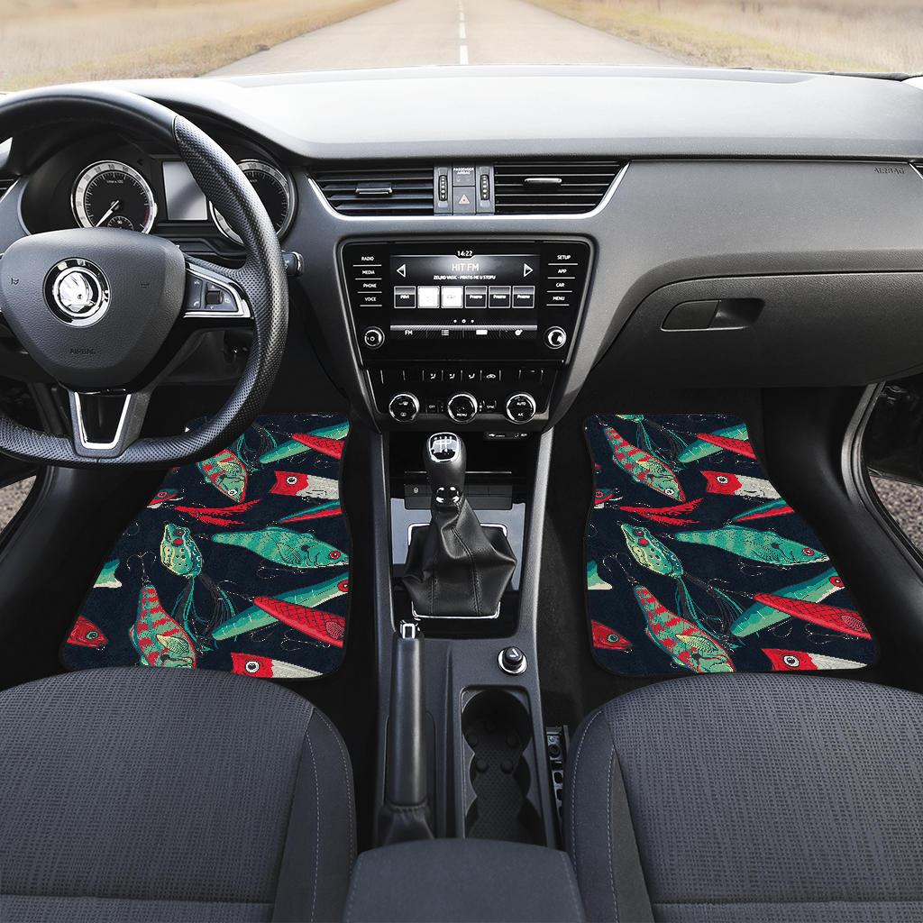 Fishing Bait Pattern Front and Back Car Floor Mats