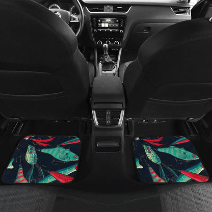Fishing Bait Pattern Front and Back Car Floor Mats