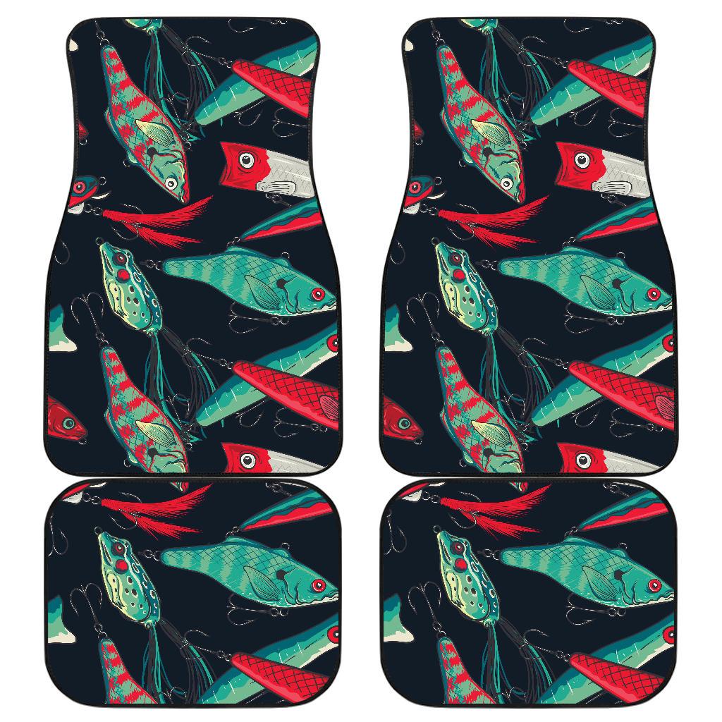 Fishing Bait Pattern Front and Back Car Floor Mats