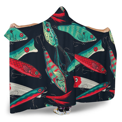 Fishing Bait Pattern Hooded Blanket-JORJUNE.COM