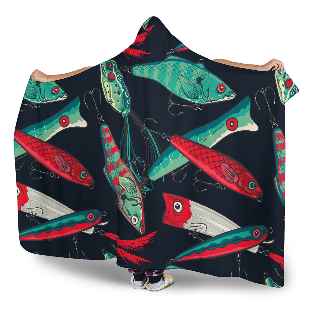 Fishing Bait Pattern Hooded Blanket-JORJUNE.COM