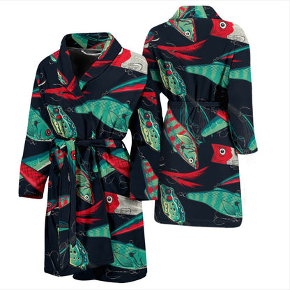 Fishing Bait Pattern Men Bath Robe