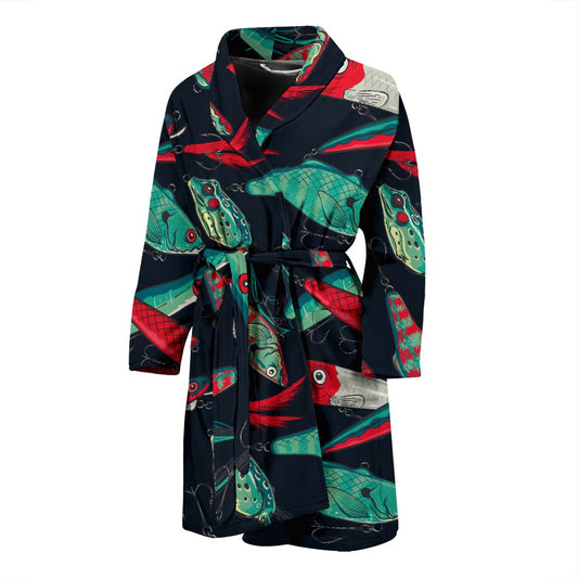 Fishing Bait Pattern Men Bath Robe