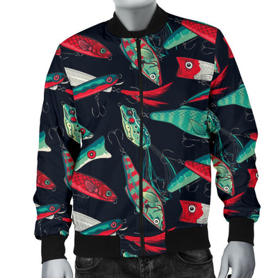 Fishing Bait Pattern Men Casual Bomber Jacket