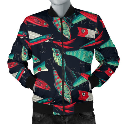 Fishing Bait Pattern Men Casual Bomber Jacket