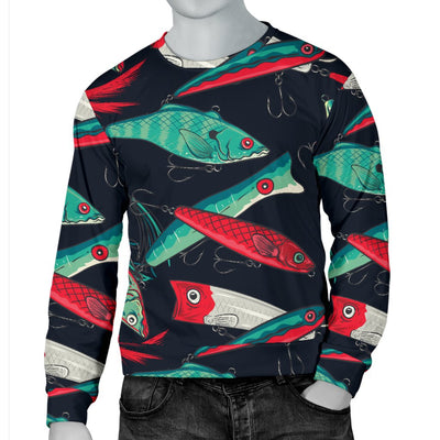 Fishing Bait Pattern Men Crewneck Sweatshirt