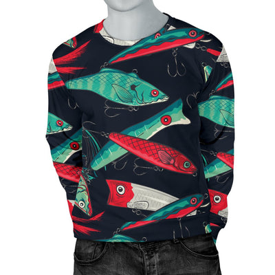 Fishing Bait Pattern Men Crewneck Sweatshirt