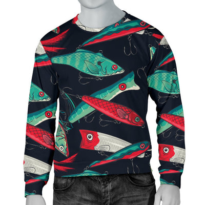 Fishing Bait Pattern Men Crewneck Sweatshirt