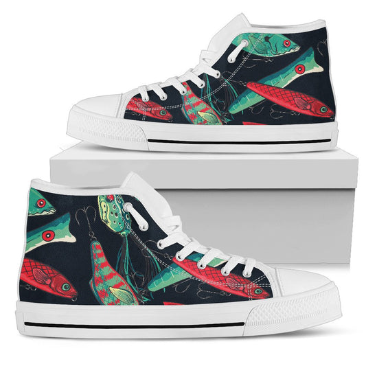 Fishing Bait Pattern Men High Top Shoes