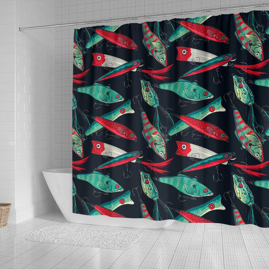 Fishing Bait Pattern Shower Curtain