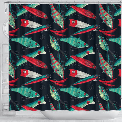 Fishing Bait Pattern Shower Curtain