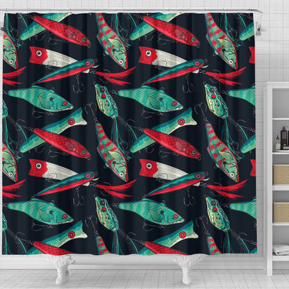 Fishing Bait Pattern Shower Curtain