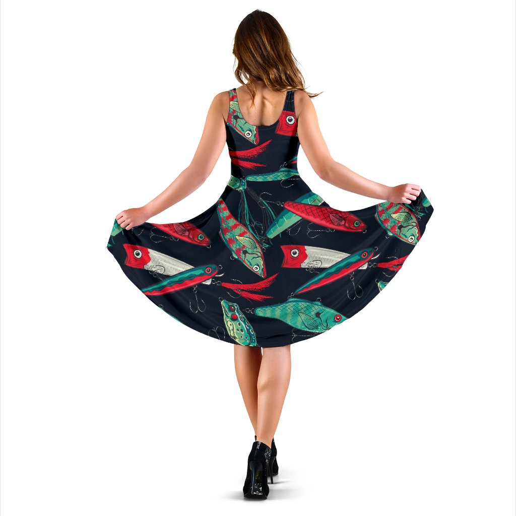 Fishing Bait Pattern Sleeveless Mini Dress