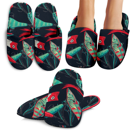 Fishing Bait Pattern Slippers