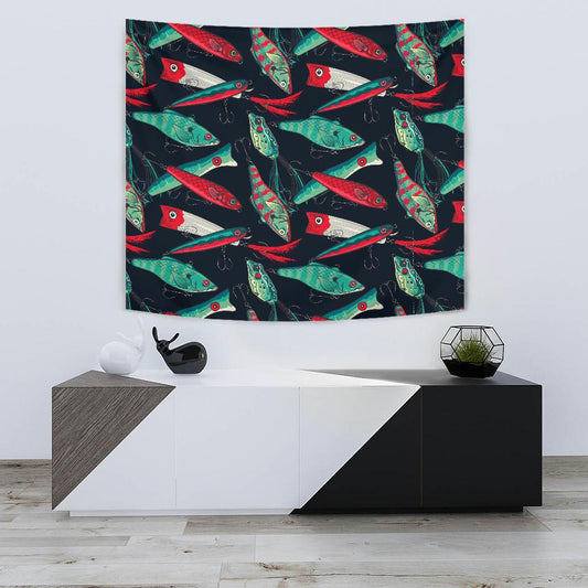 Fishing Bait Pattern Tapestry