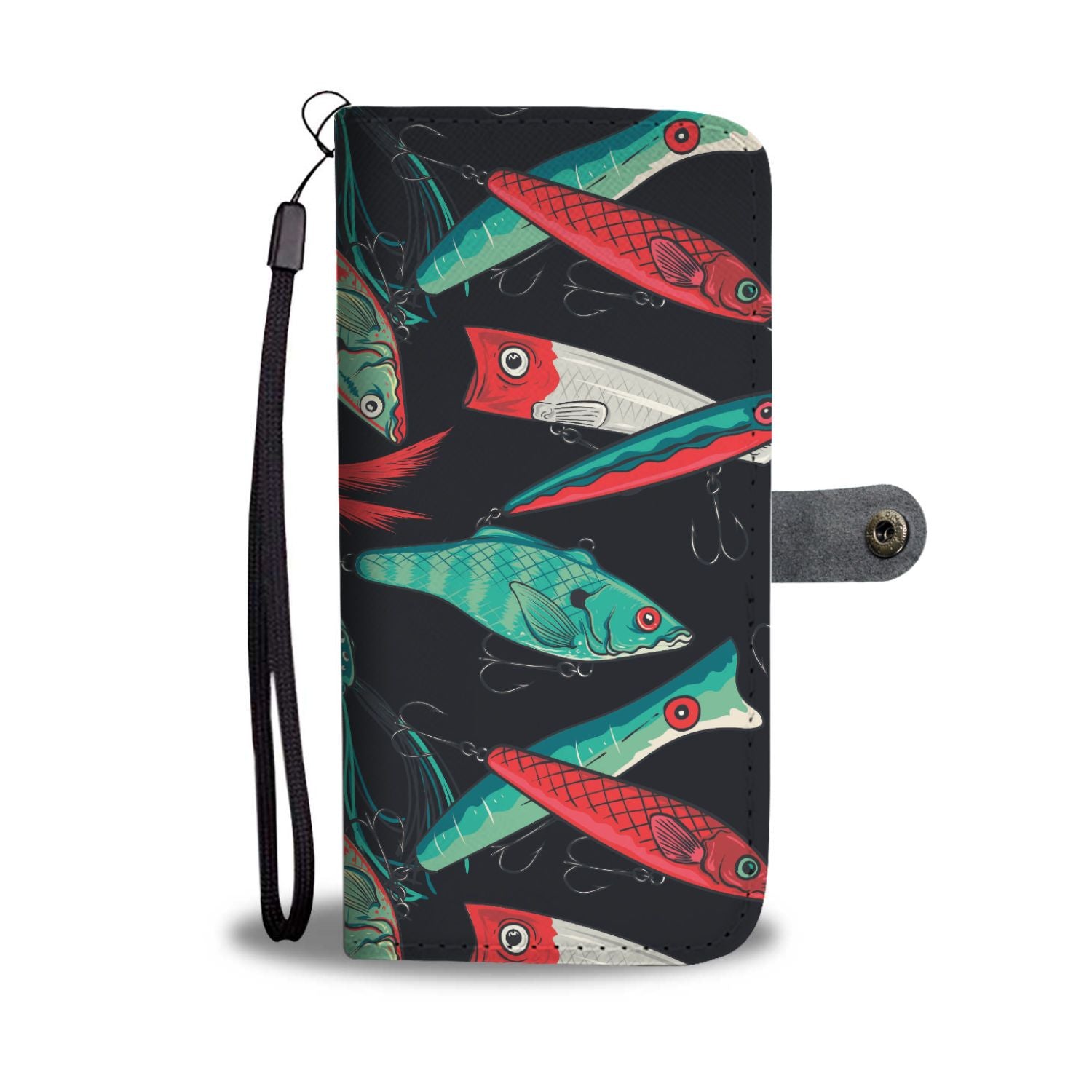 Fishing Bait Pattern Wallet Phone Case