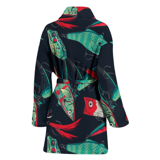 Fishing Bait Pattern Women Bath Robe