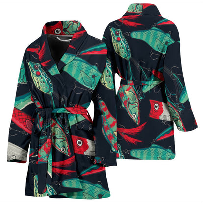 Fishing Bait Pattern Women Bath Robe