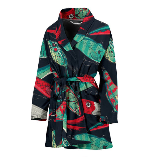 Fishing Bait Pattern Women Bath Robe