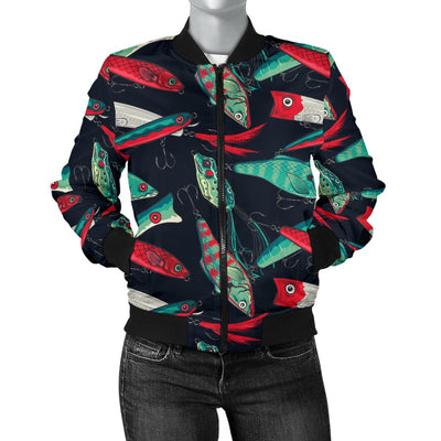 Fishing Bait Pattern Women Casual Bomber Jacket