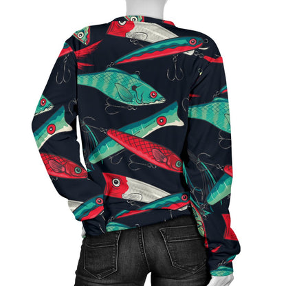 Fishing Bait Pattern Women Crewneck Sweatshirt