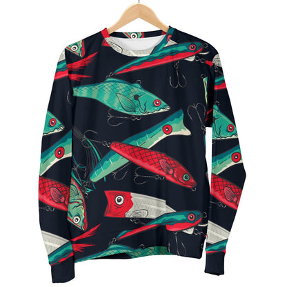 Fishing Bait Pattern Women Crewneck Sweatshirt