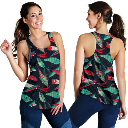 Fishing Bait Pattern Women Racerback Tank Top
