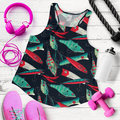 Fishing Bait Pattern Women Racerback Tank Top