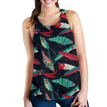 Fishing Bait Pattern Women Racerback Tank Top