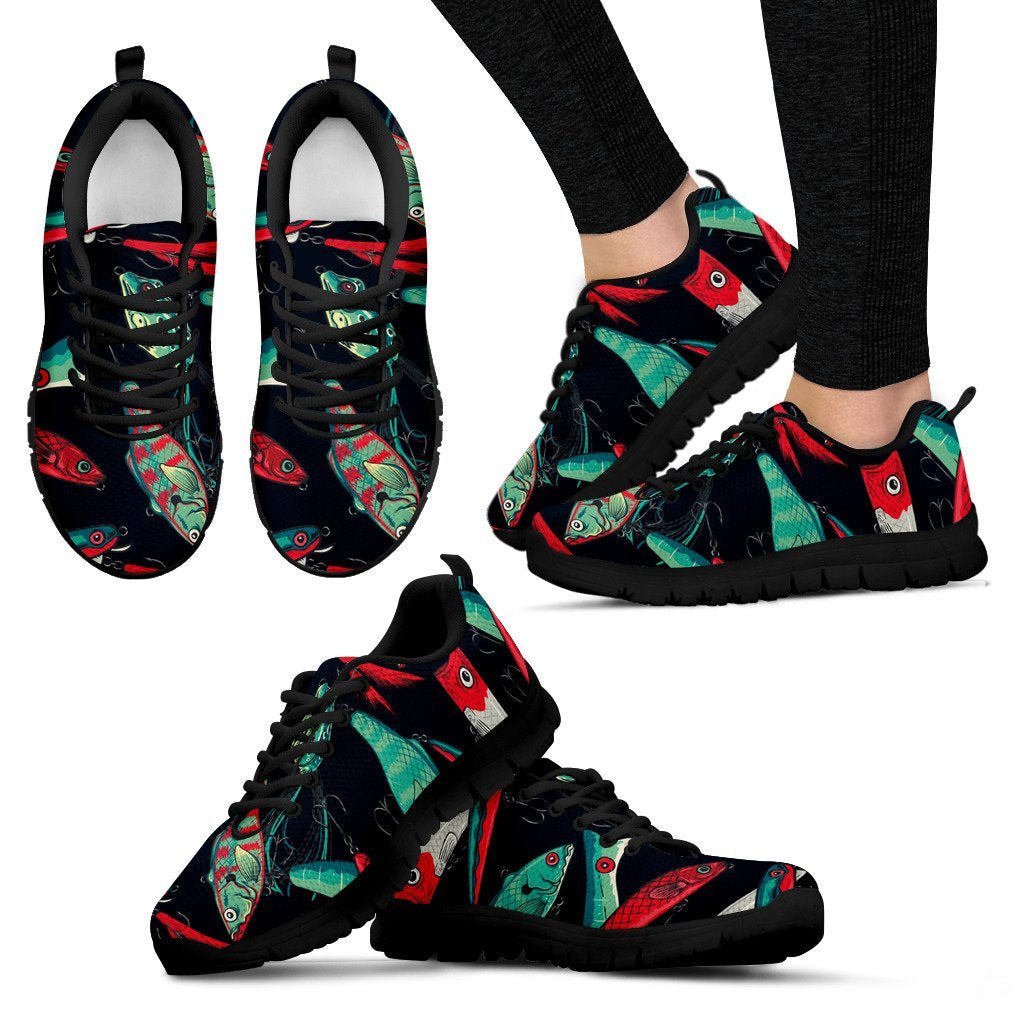Fishing Bait Pattern Women Sneakers