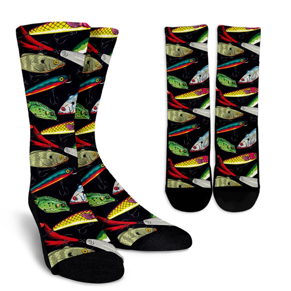 Fishing Bait Print Crew Socks