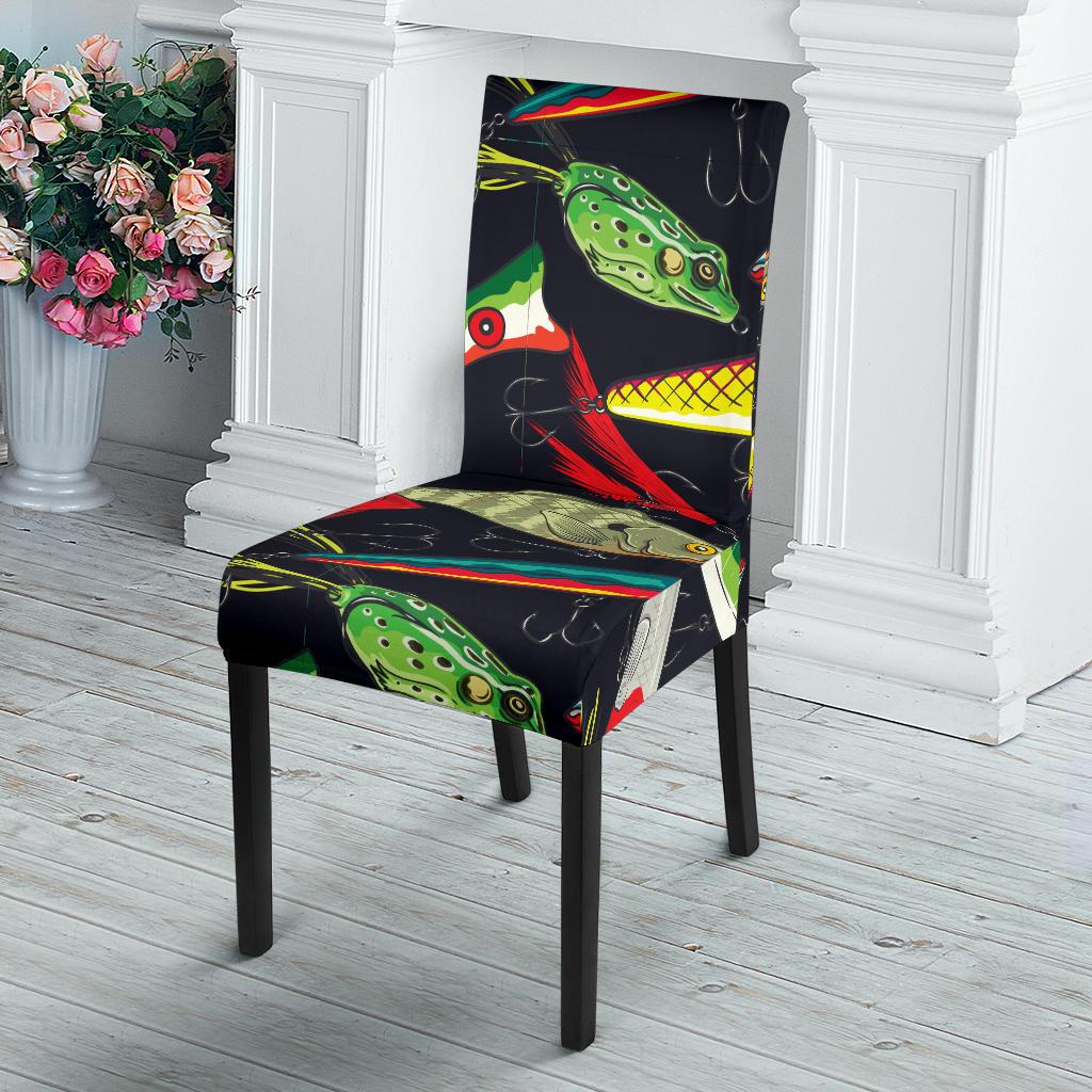 Fishing Bait Print Dining Chair Slipcover-JORJUNE.COM