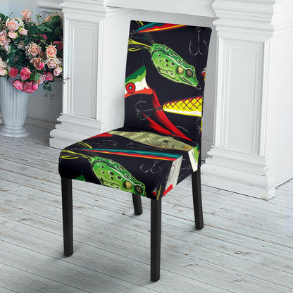 Fishing Bait Print Dining Chair Slipcover-JORJUNE.COM