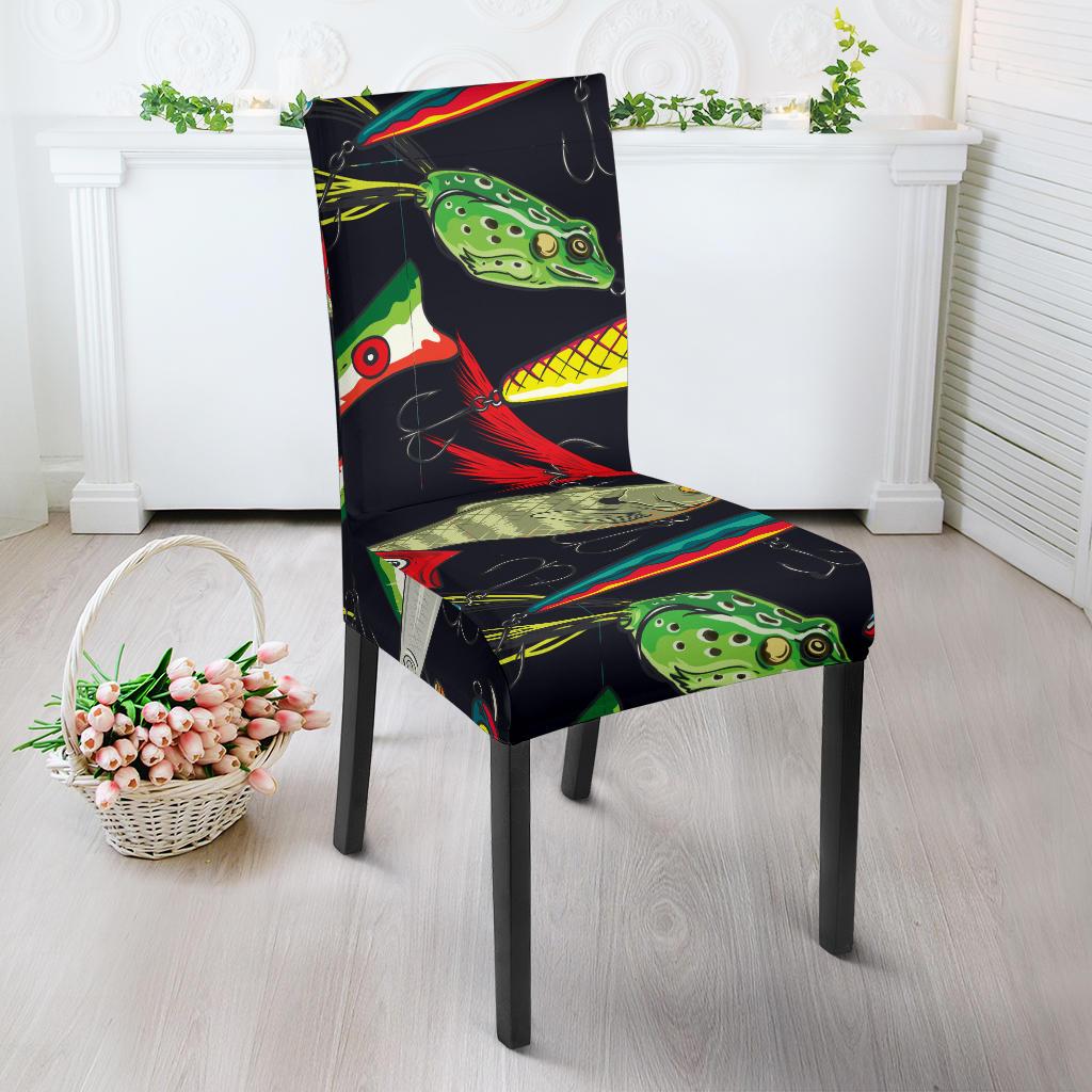 Fishing Bait Print Dining Chair Slipcover-JORJUNE.COM