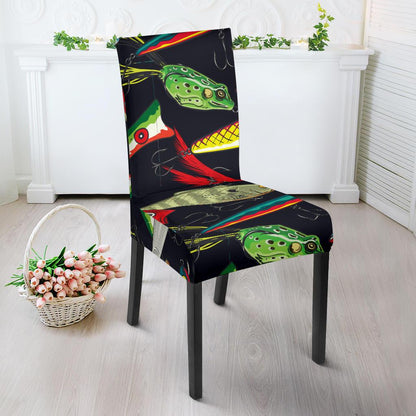 Fishing Bait Print Dining Chair Slipcover-JORJUNE.COM