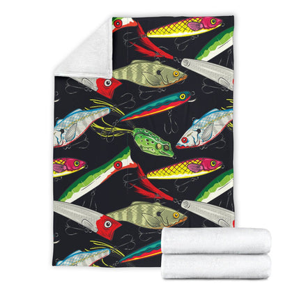 Fishing Bait Print Fleece Blanket