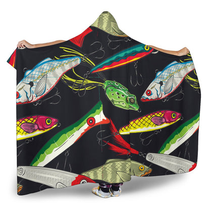 Fishing Bait Print Hooded Blanket-JORJUNE.COM