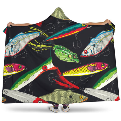 Fishing Bait Print Hooded Blanket-JORJUNE.COM