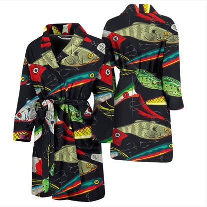 Fishing Bait Print Men Bath Robe