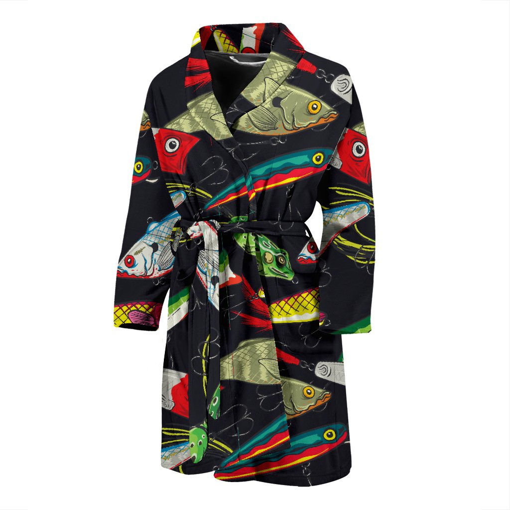 Fishing Bait Print Men Bath Robe