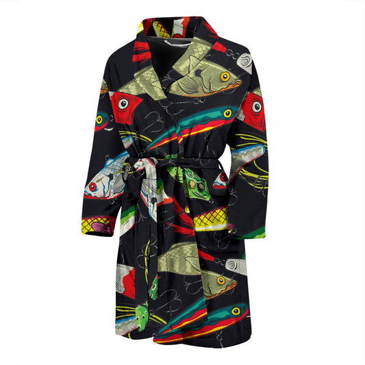 Fishing Bait Print Men Bath Robe
