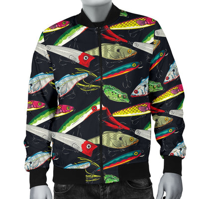 Fishing Bait Print Men Casual Bomber Jacket