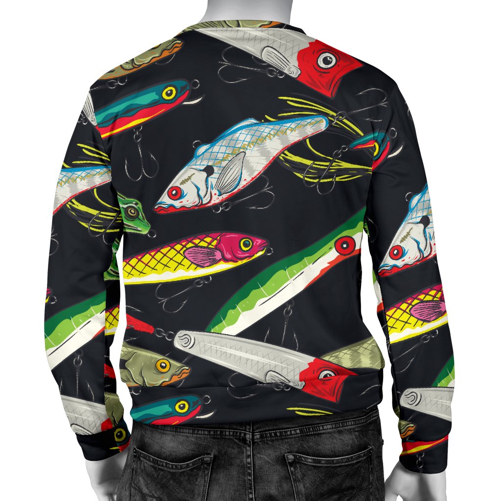 Fishing Bait Print Men Crewneck Sweatshirt