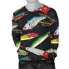 Fishing Bait Print Men Crewneck Sweatshirt